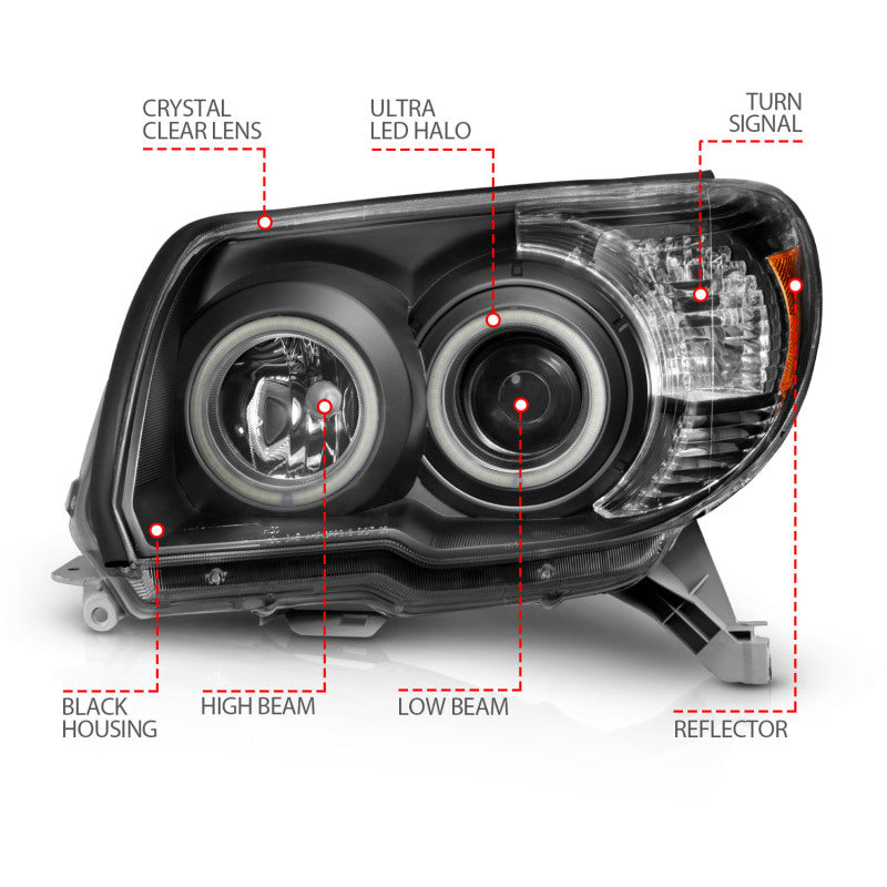 Anzo 2006-2009 Toyota 4Runner Projector Headlights w/ Halo Black