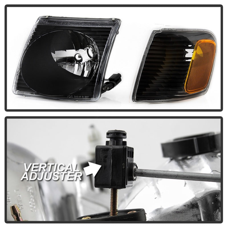 FR SPORT SPYDER xTune 01-03 Ford Explorer Sport 4pc OEM Style Headlights w/Corner - Black...