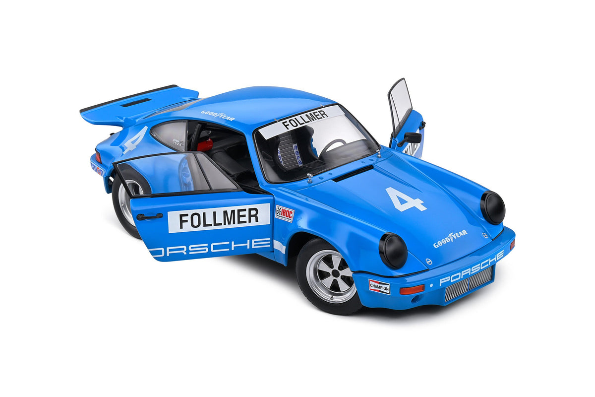 STM Diecast Solido 1974 Porsche 911 IROC Riverside No 4 Follmer IROC Blue 1:18 - View 8