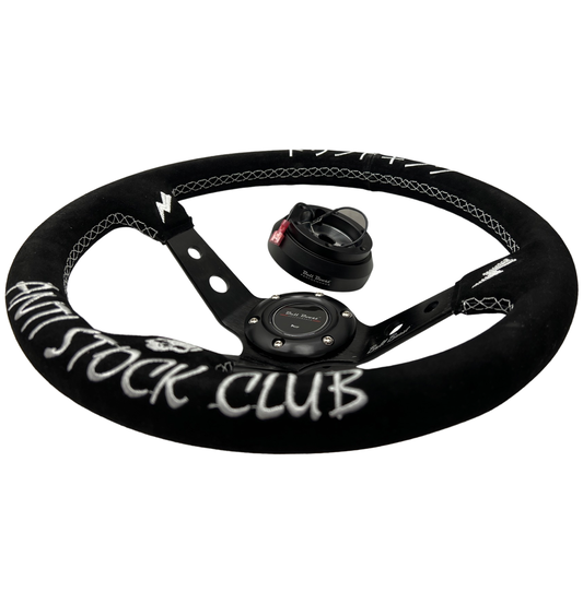 Bull Boost Performance Deep Dish Steering Wheel + Short Hub Adapter Kit For Honda S2000 RSX...