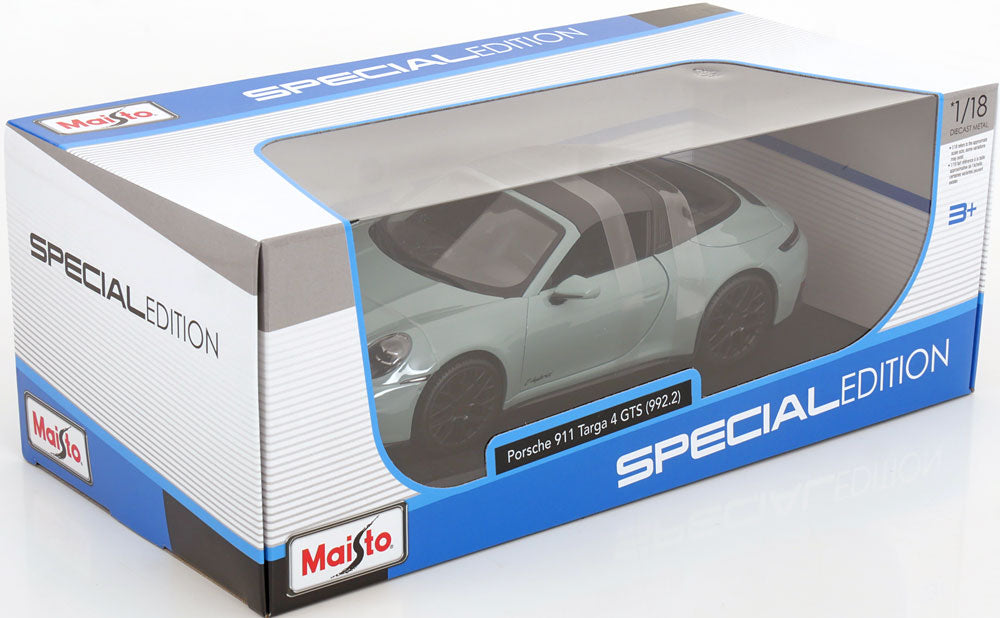 Maisto Porsche 911 992.2 Targa 4 GTS Hybrid Gray Green 1:18