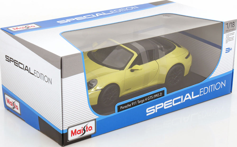 Maisto Porsche 911 992.2 Targa 4 GTS Hybrid Light Yellow 1:18