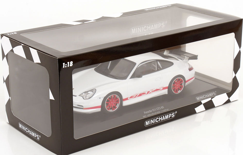 STM Diecast Minichamps 2002 Porsche 911 996 GT3 RS White w/ Red Deco 1:18 - View 3