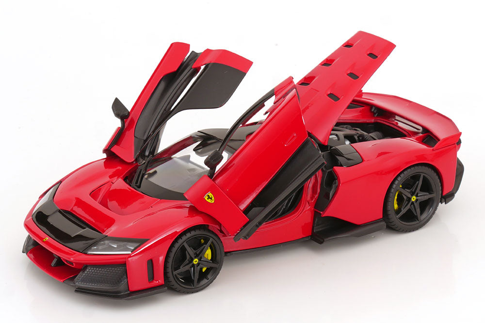 STM Diecast Bburago Race & Play 2024 Ferrari F80 Red (Rossa Corsa) w/ Carbon Wheels 1:18 - View 2