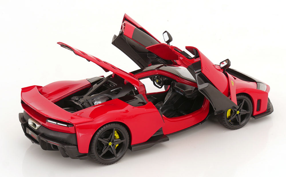 STM Diecast Bburago Race & Play 2024 Ferrari F80 Red (Rossa Corsa) w/ Carbon Wheels 1:18 - View 4