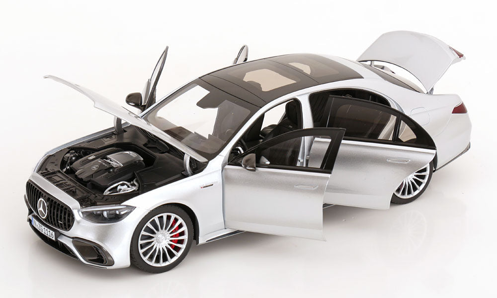 STM Diecast NZG Mercedes Benz S63 AMG E Performance Sedan (W223) Hightech Silver 1:18 - View 2