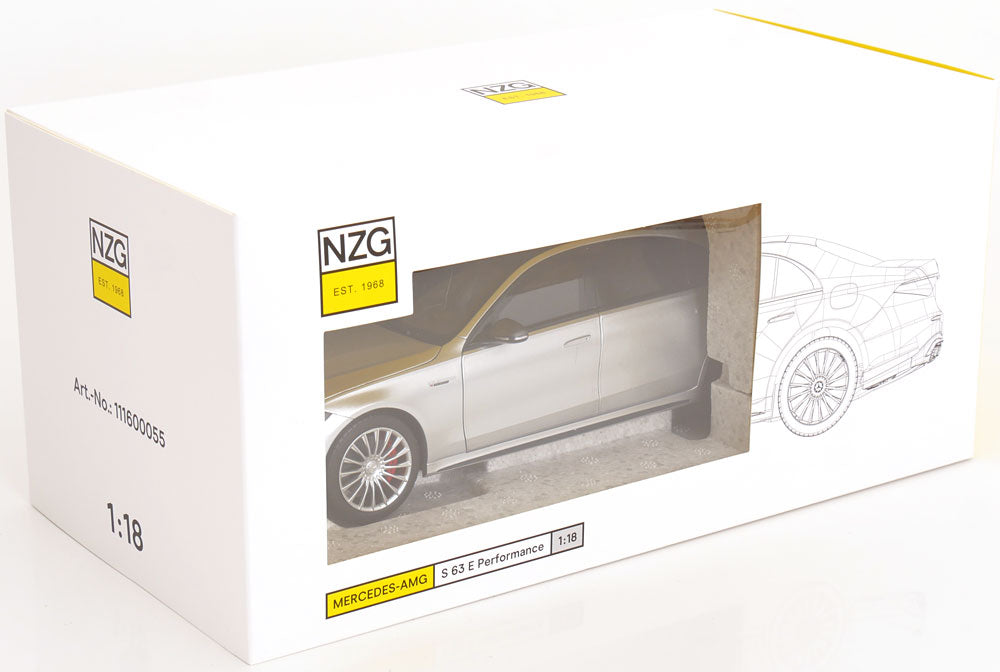 STM Diecast NZG Mercedes Benz S63 AMG E Performance Sedan (W223) Hightech Silver 1:18 - View 5