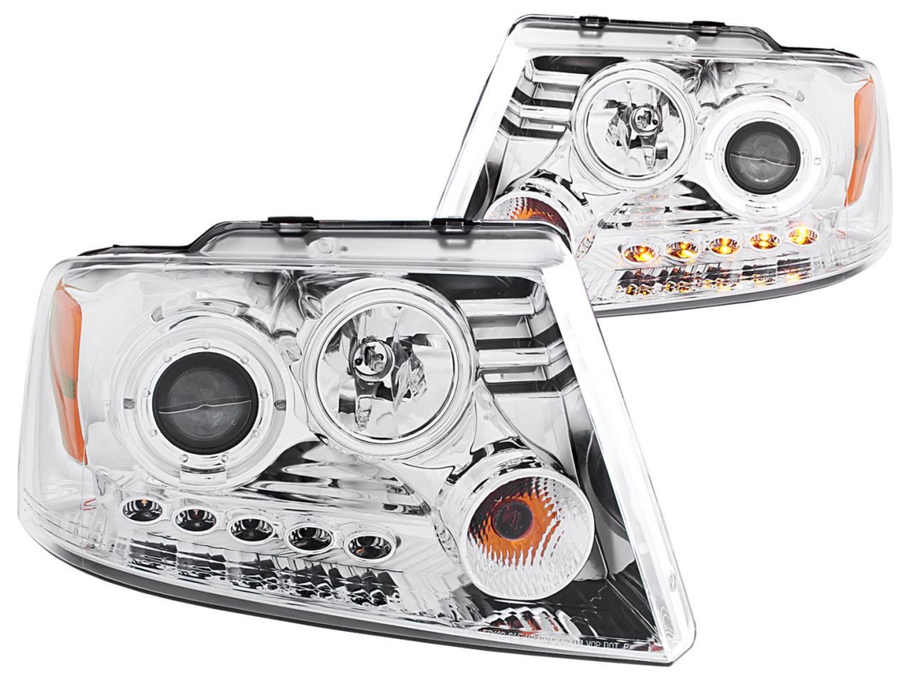 Anzo 2004-2008 Ford F-150 Projector Headlights w/ Halo and LED Chrome