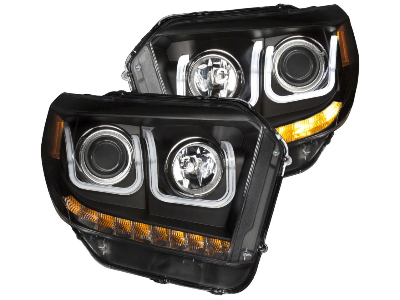 Anzo 2014-2015 Toyota Tundra Projector Headlights w/ U-Bar Black w/ DRL