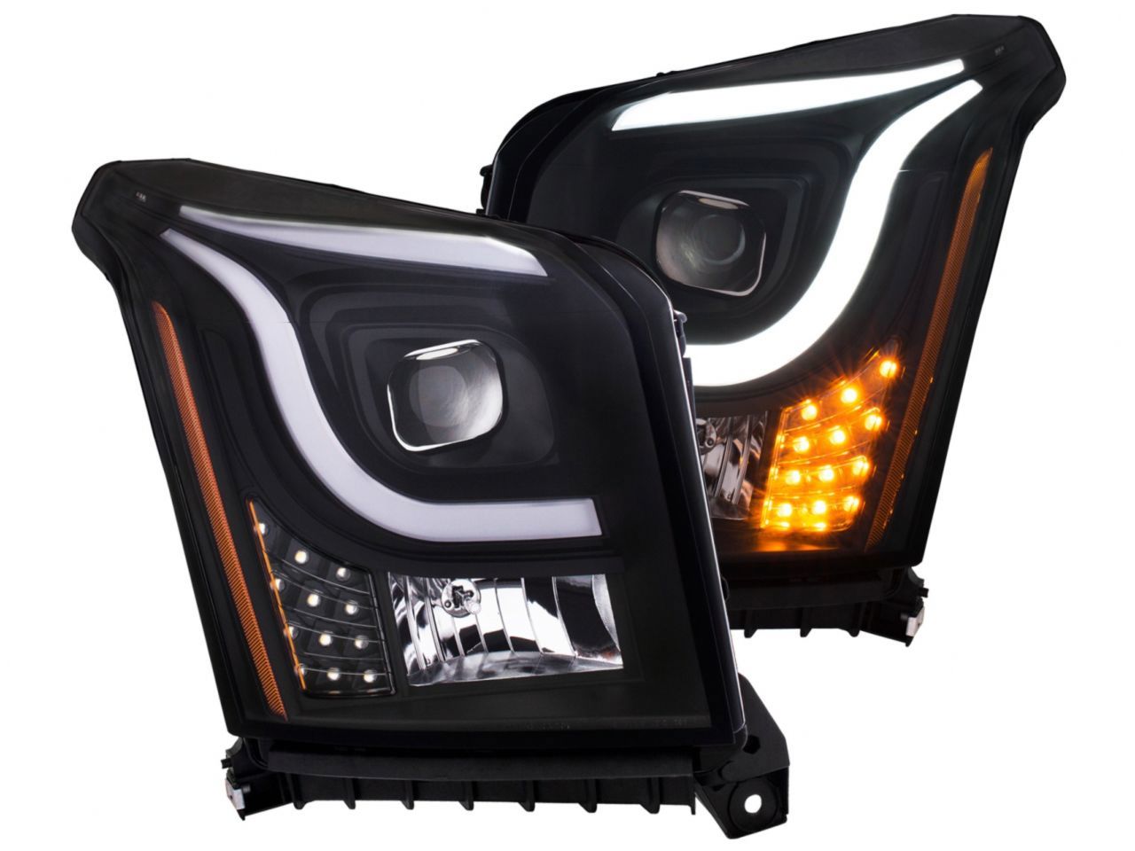 Anzo 2015-2016 GMC Yukon Projector Headlights w/ Plank Style Design Black