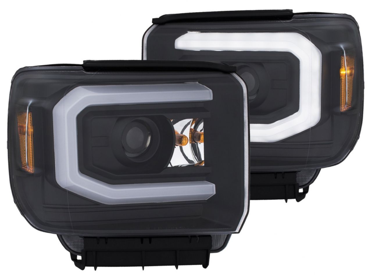 Anzo 14-17 GMC Sierra 1500 Projector Headlights w/ Plank Style - Black