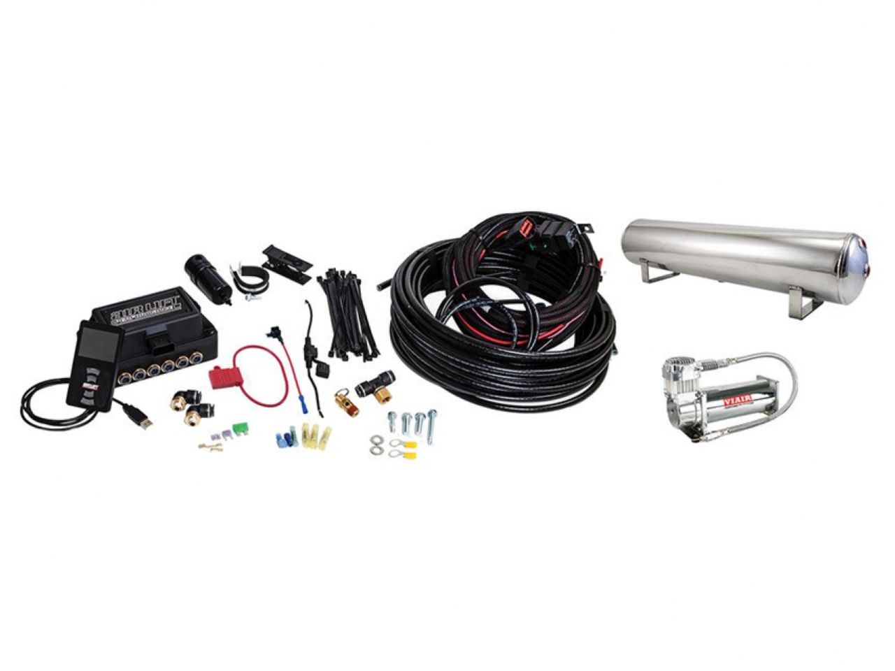 AIRLIFT 3P(1/4" Air Line,4 Gallon 5-Port Lightweight Polished,VIAIR 444C Comp)