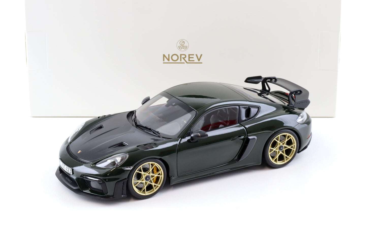 Norev 2023 Porsche 718 Cayman GT4 RS w/ Weissach Package Brewster Green 1:18