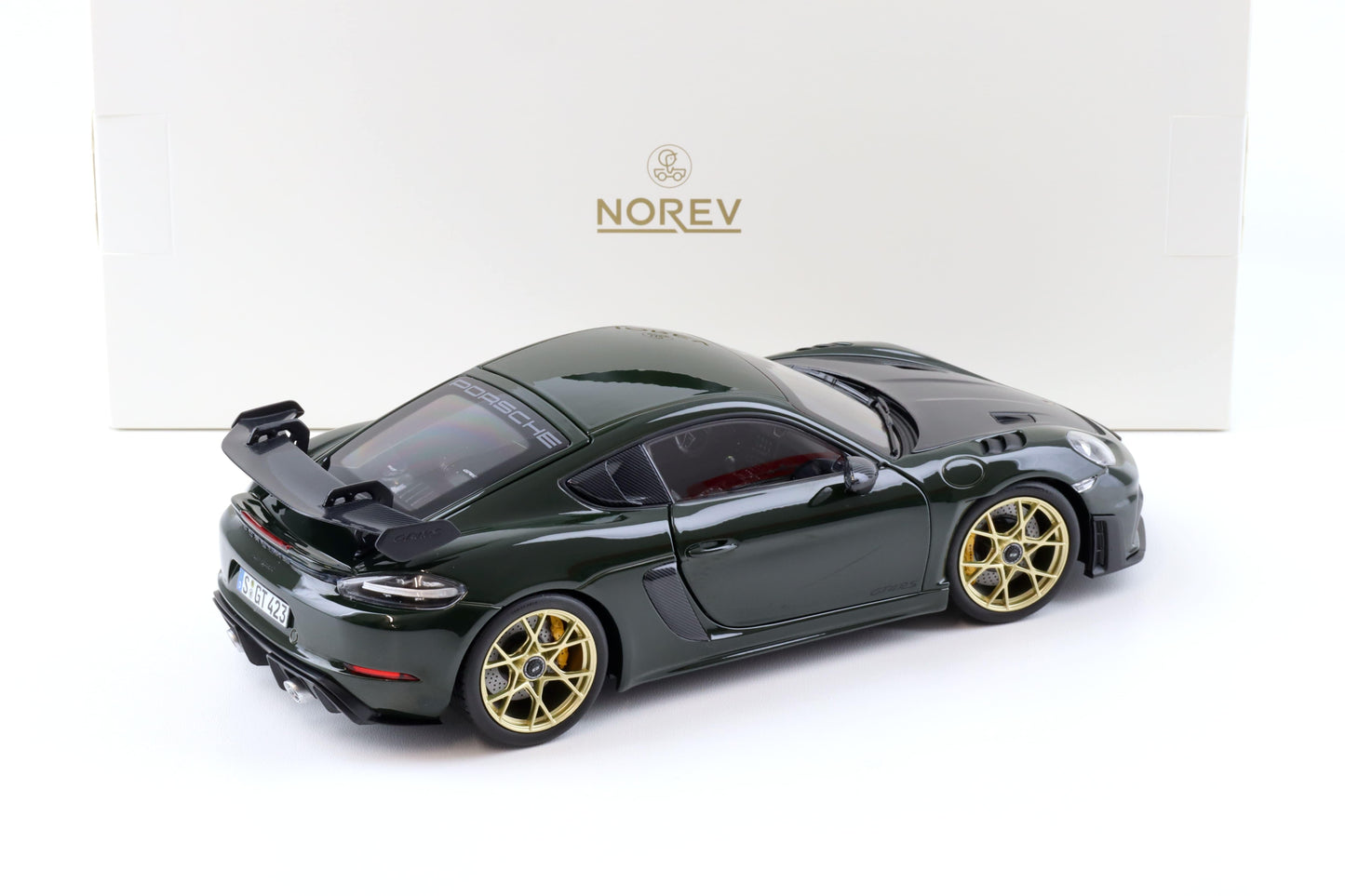 Norev 2023 Porsche 718 Cayman GT4 RS w/ Weissach Package Brewster Green 1:18