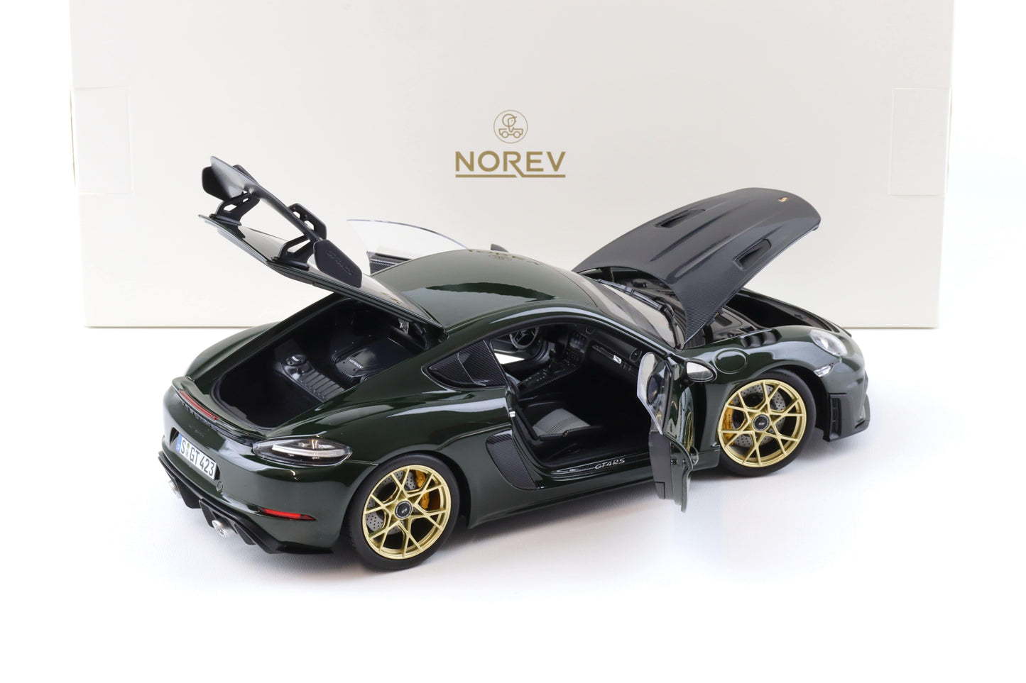 Norev 2023 Porsche 718 Cayman GT4 RS w/ Weissach Package Brewster Green 1:18