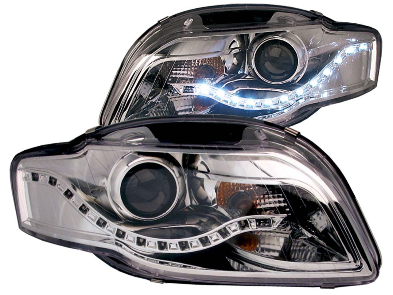 Anzo 2006-2008 Audi A4 Projector Headlights Chrome (R8 LED Style)