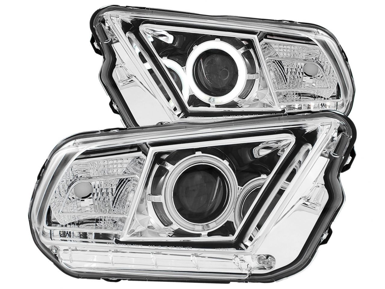 Anzo 2010-2014 Ford Mustang Projector Headlights w/ Halo Chrome (CCFL)