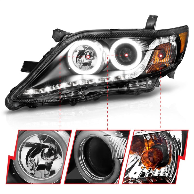 FR SPORT Anzo 2010-2011 Toyota Camry Projector Headlights w/ Halo Black (CCFL) - View 4