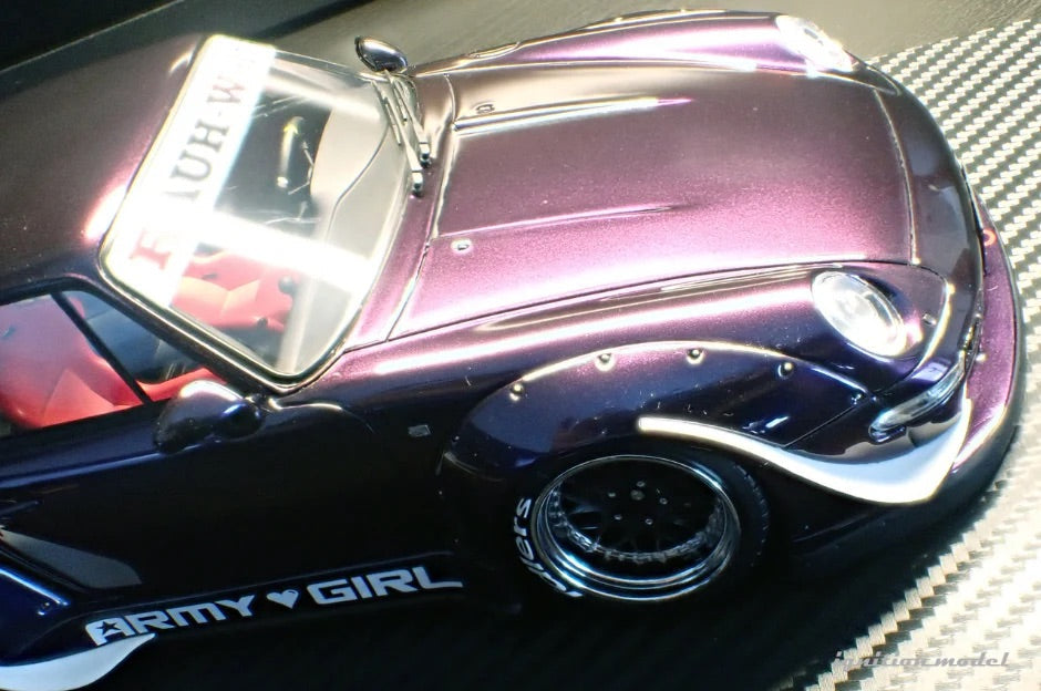 Ignition Model Porsche 993 RWB "Army Girl" Purple Metallic 1:18