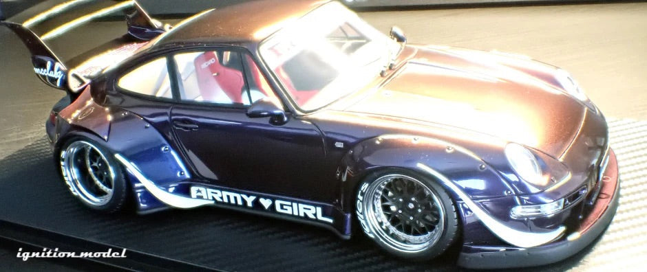 Ignition Model Porsche 993 RWB "Army Girl" Purple Metallic 1:18