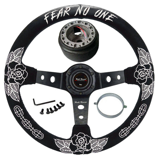 Bull Boost Performance BW Rose Steering Wheel + Hub Adapter Kit For 96-06 Civic Prelude, S2000,...
