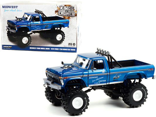Rapid Vehicles 1974 Ford F-250 Ranger XLT Monster Truck with 48-Inch Tires Blue Metallic "Midwest...
