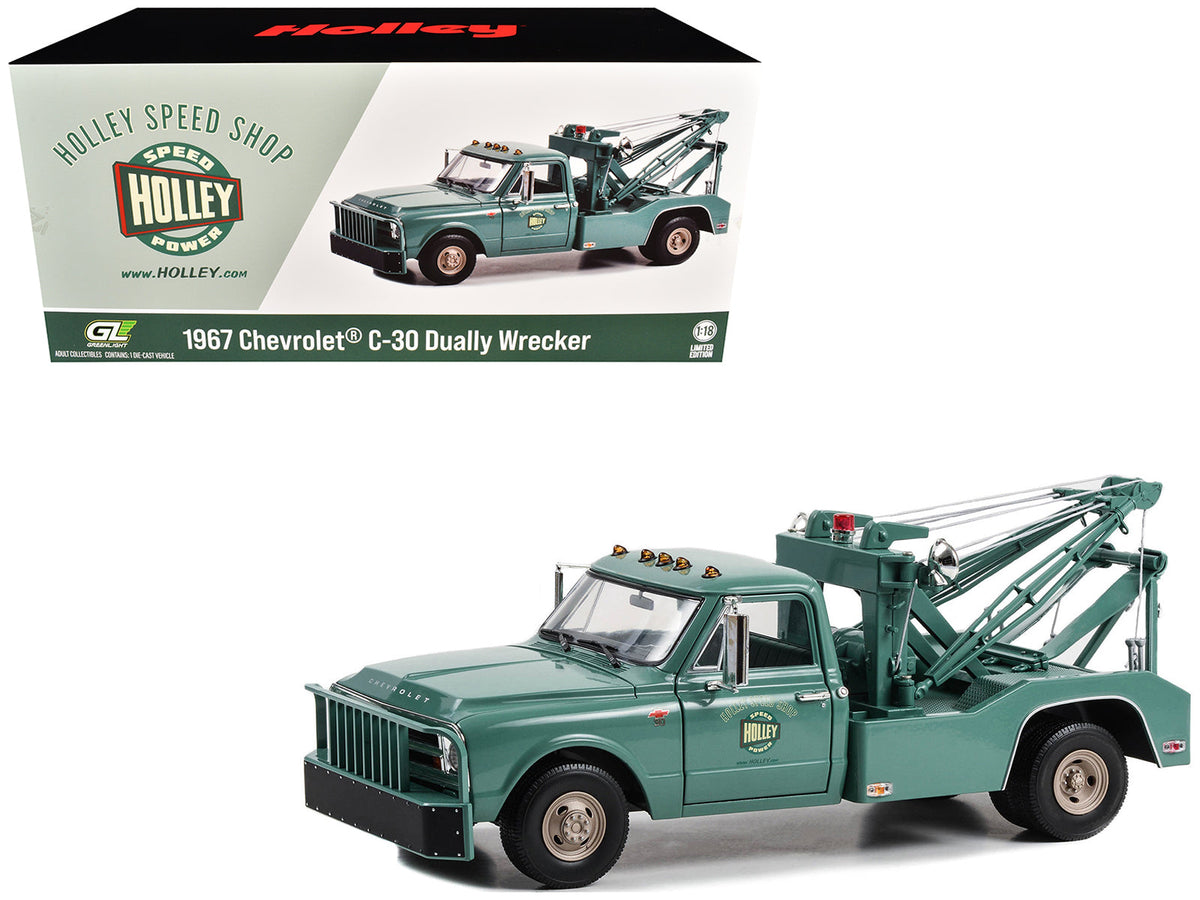 Rapid Vehicles 1967 Chevrolet C-30 Dually Wrecker Tow Truck "Holley Speed Shop" Green 1/18...