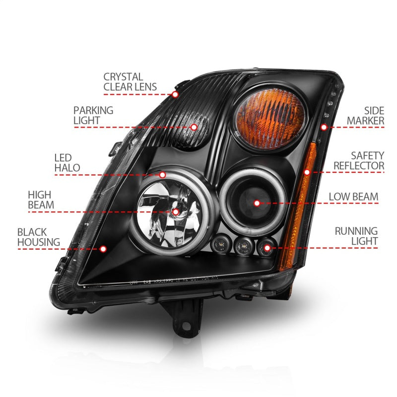 Anzo 2007-2012 Nissan Sentra Projector Headlights Black