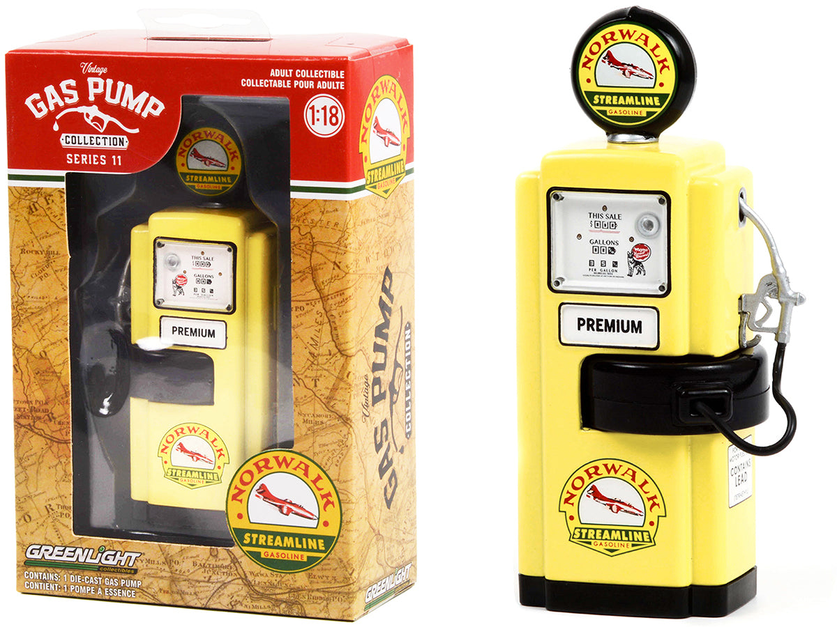 Rapid Vehicles 1948 Wayne 100-A Gas Pump "Norwalk Gasoline" Yellow and Black "Vintage Gas Pumps"...