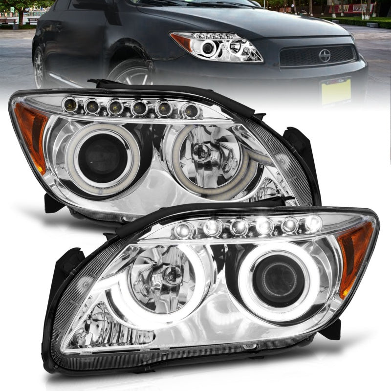Anzo 2005-2010 Scion Tc Projector Headlights w/ Halo Chrome (CCFL)