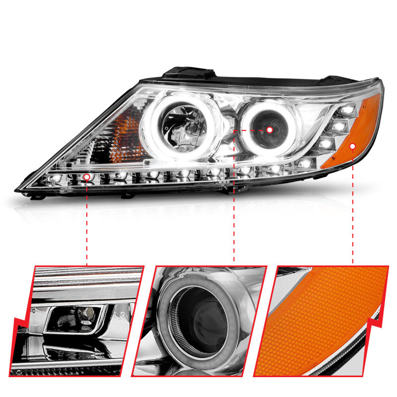 Anzo 2011-2013 Kia Sorento Projector Headlights w/ Halo Chrome (CCFL)