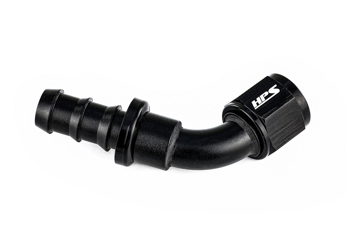 HPS Performance Products Push-on Hose End to AN Female, Aluminum, Black