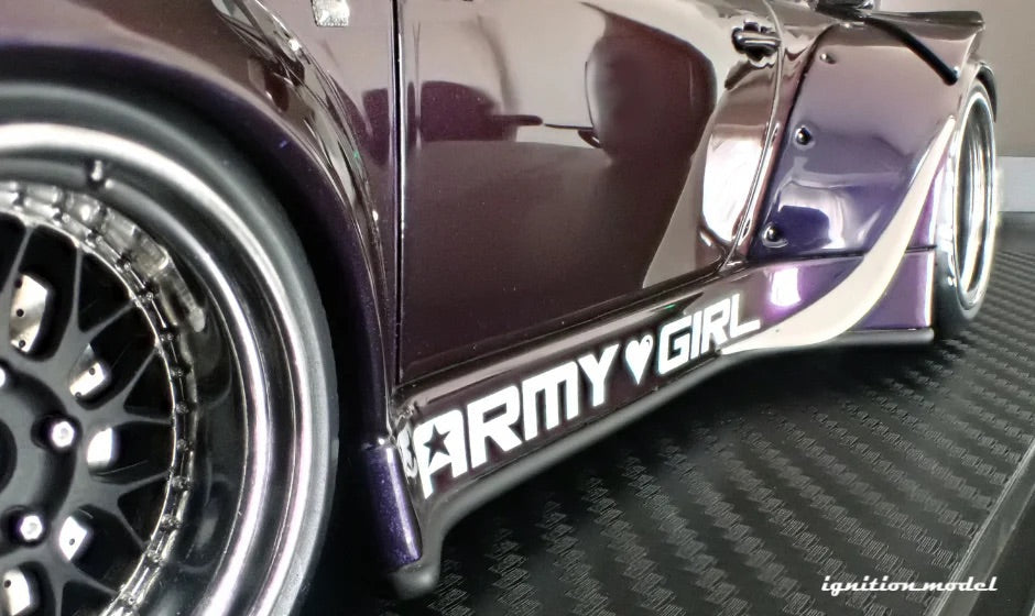 Ignition Model Porsche 993 RWB "Army Girl" Purple Metallic 1:18