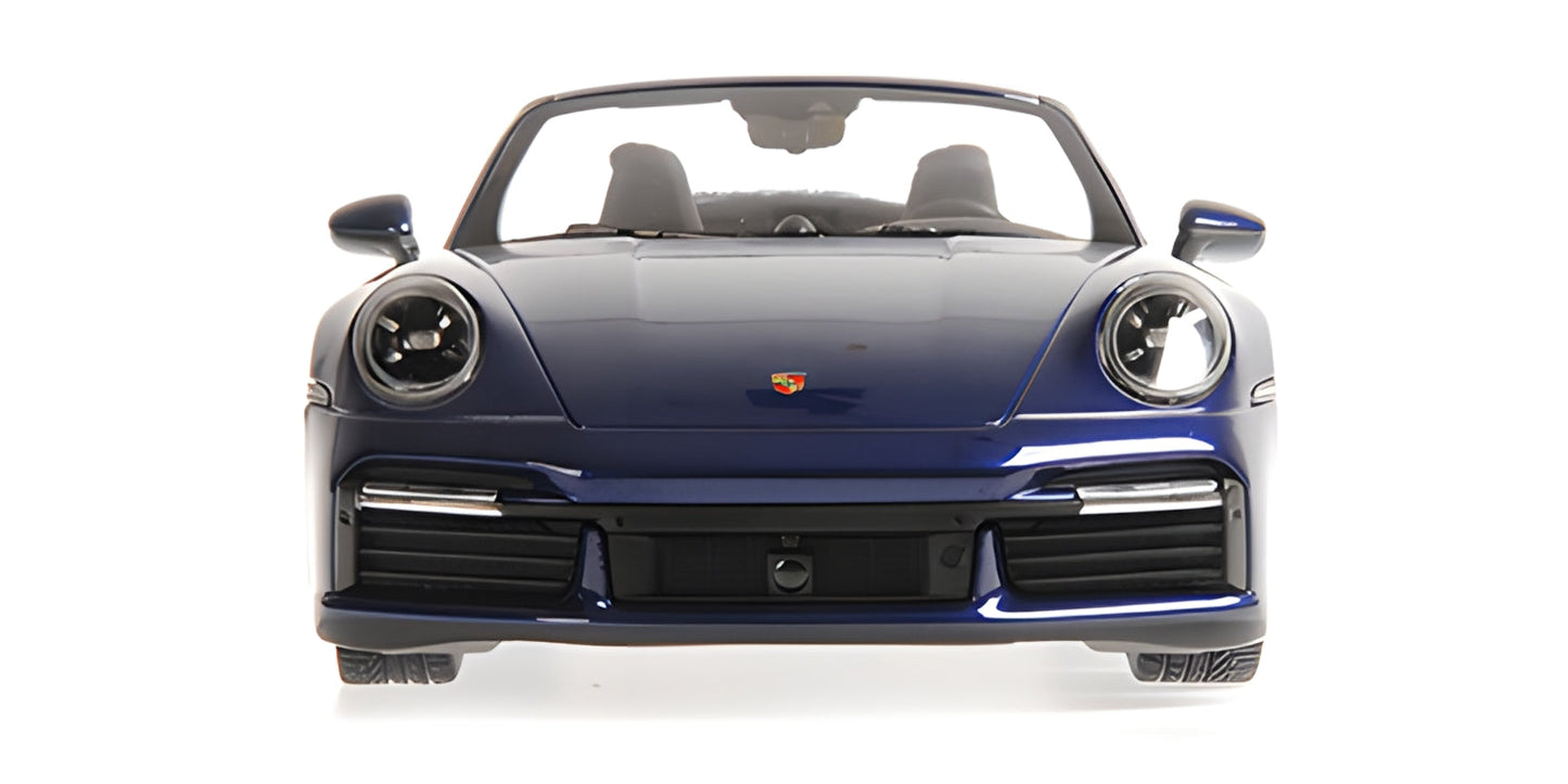 Minichamps 2020 Porsche 911 992.1 Turbo S Cabriolet Gentian Blue Metallic 1:18
