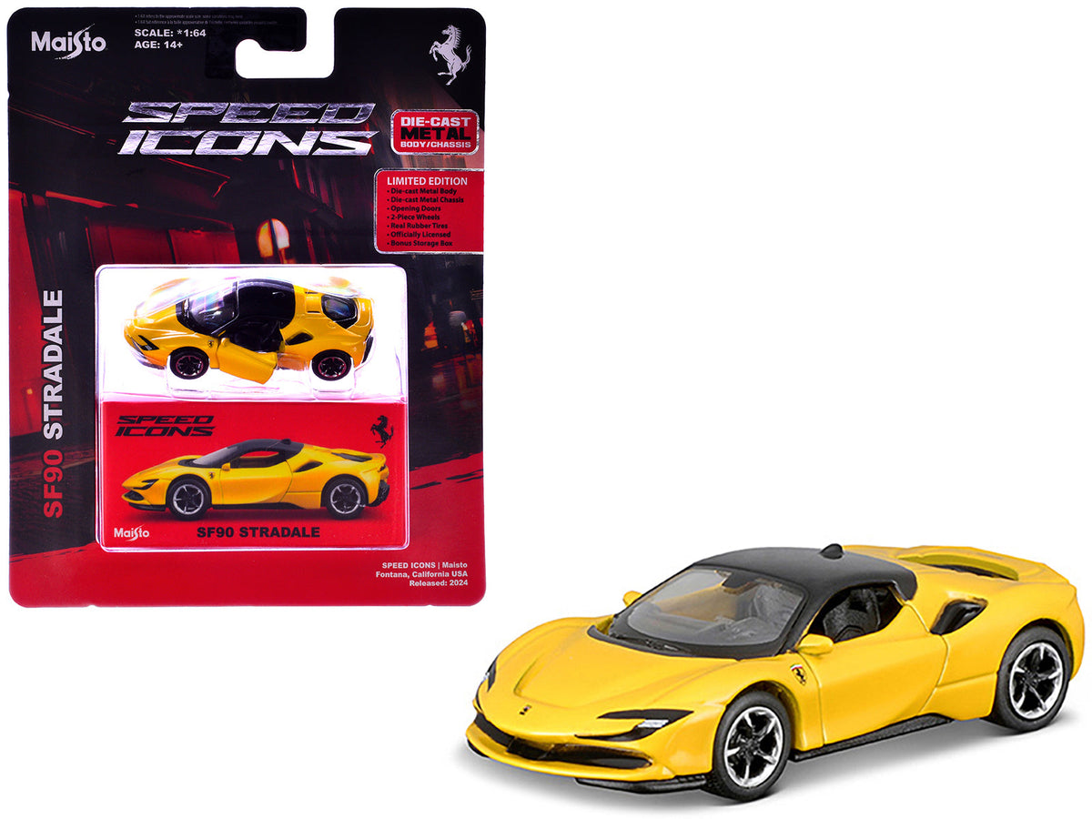 Rapid Vehicles Ferrari SF90 Stradale Yellow with Black Top "Speed Icons" Series 1/64 Diecast...