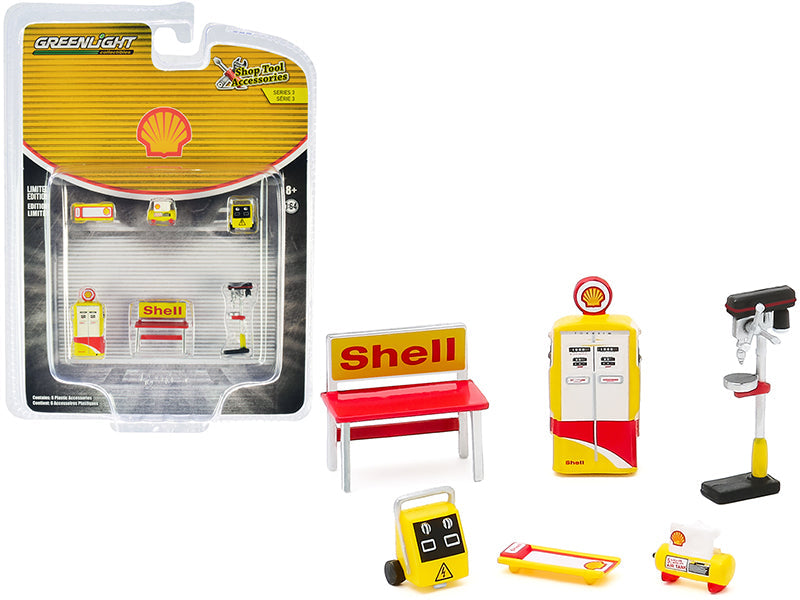 Rapid Vehicles "Shell Oil" 6 piece Shop Tools Set "Shop Tool Accessories" Series 3 1/64 by...