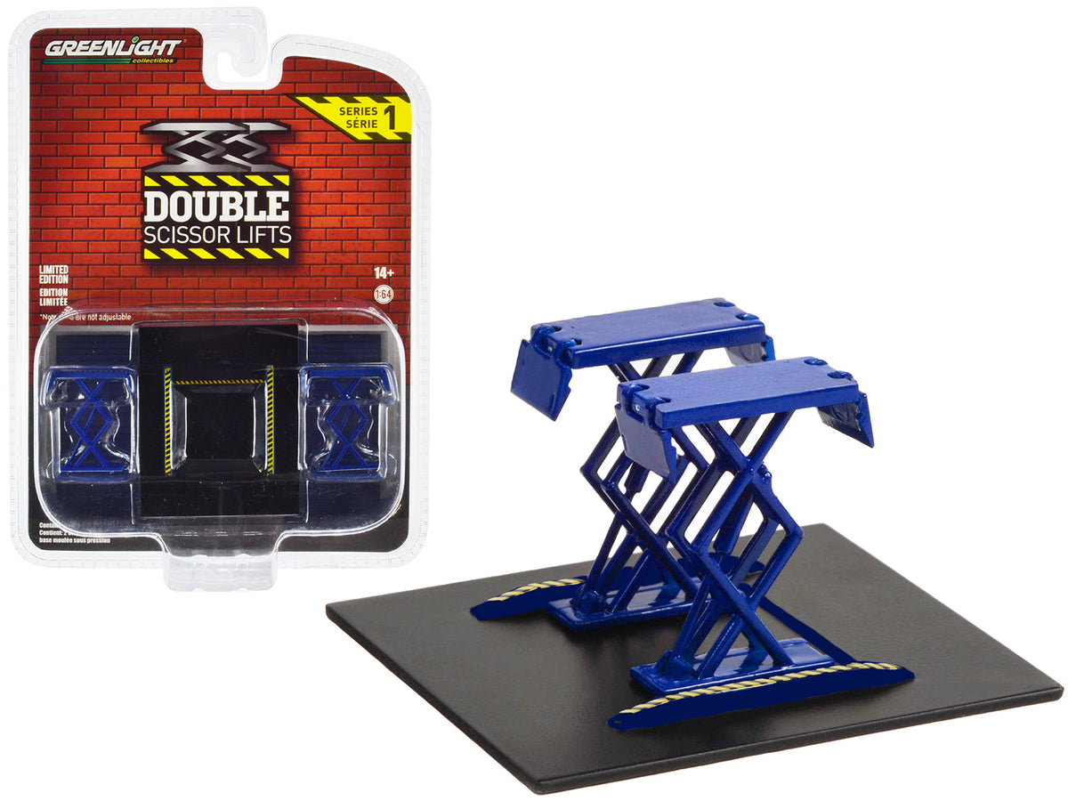 Rapid Vehicles Automotive Double Scissor Lift Blue "Double Scissor Lifts" Series 1 1/64 Diecast...
