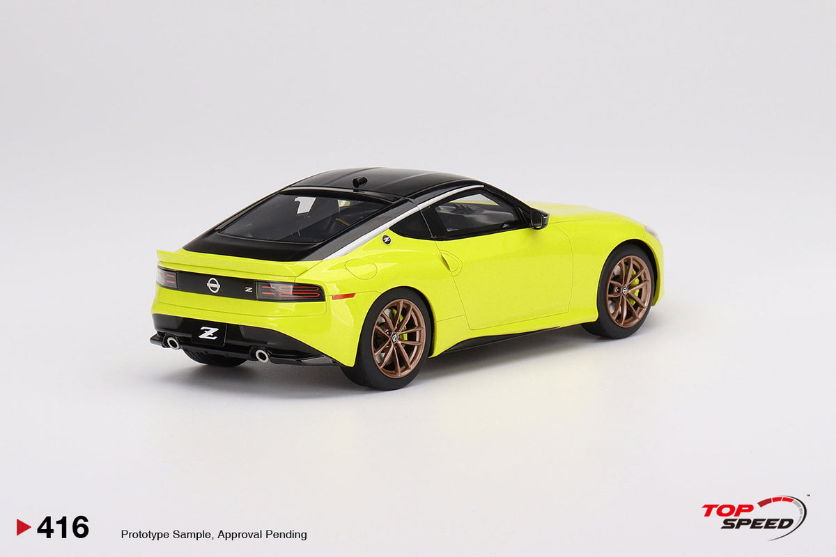 STM Diecast Topspeed 1:18 Nissan Z Proto Spec 2023 Ikazuchi Yellow LHD - View 2