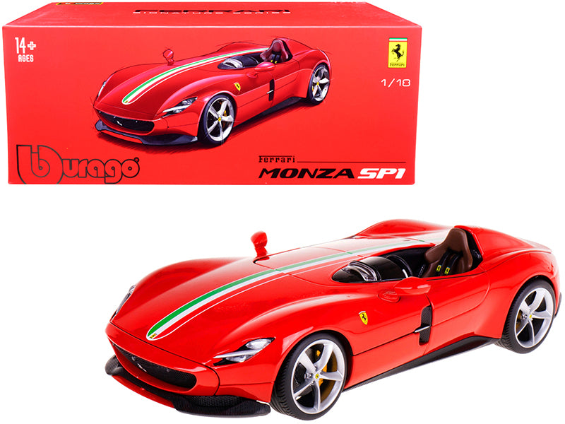 Rapid Vehicles Ferrari Monza SP1 Red with Italian Flag Stripes "Signature Series" 1/18 Diecast...