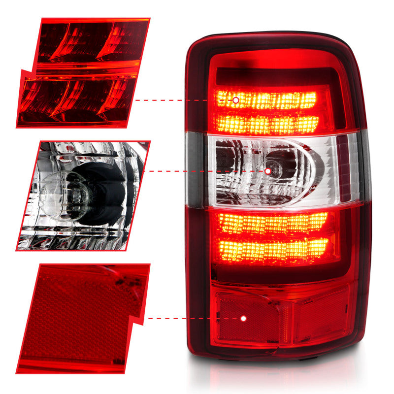 ANZO 2000-2006 Chevrolet Tahoe LED Tail Lights w/ Red Lens Chrome Housing 311364