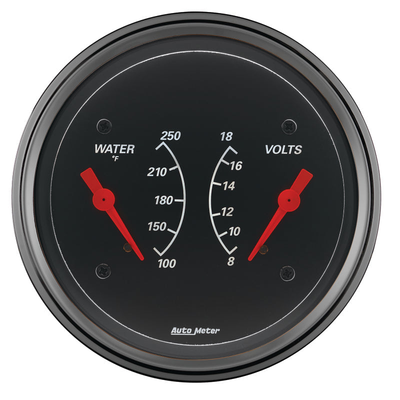 AutoMeter Gauge Dual Wtmp & Volt 3-3/8in. 250 Deg. F & 18V Elec Designer Black 1430