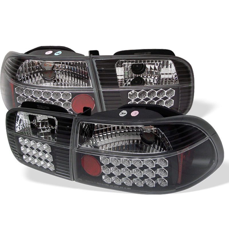 Spyder Honda Civic 92-95 3DR LED Tail Lights Black ALT-YD-HC92-3D-LED-BK 5004727