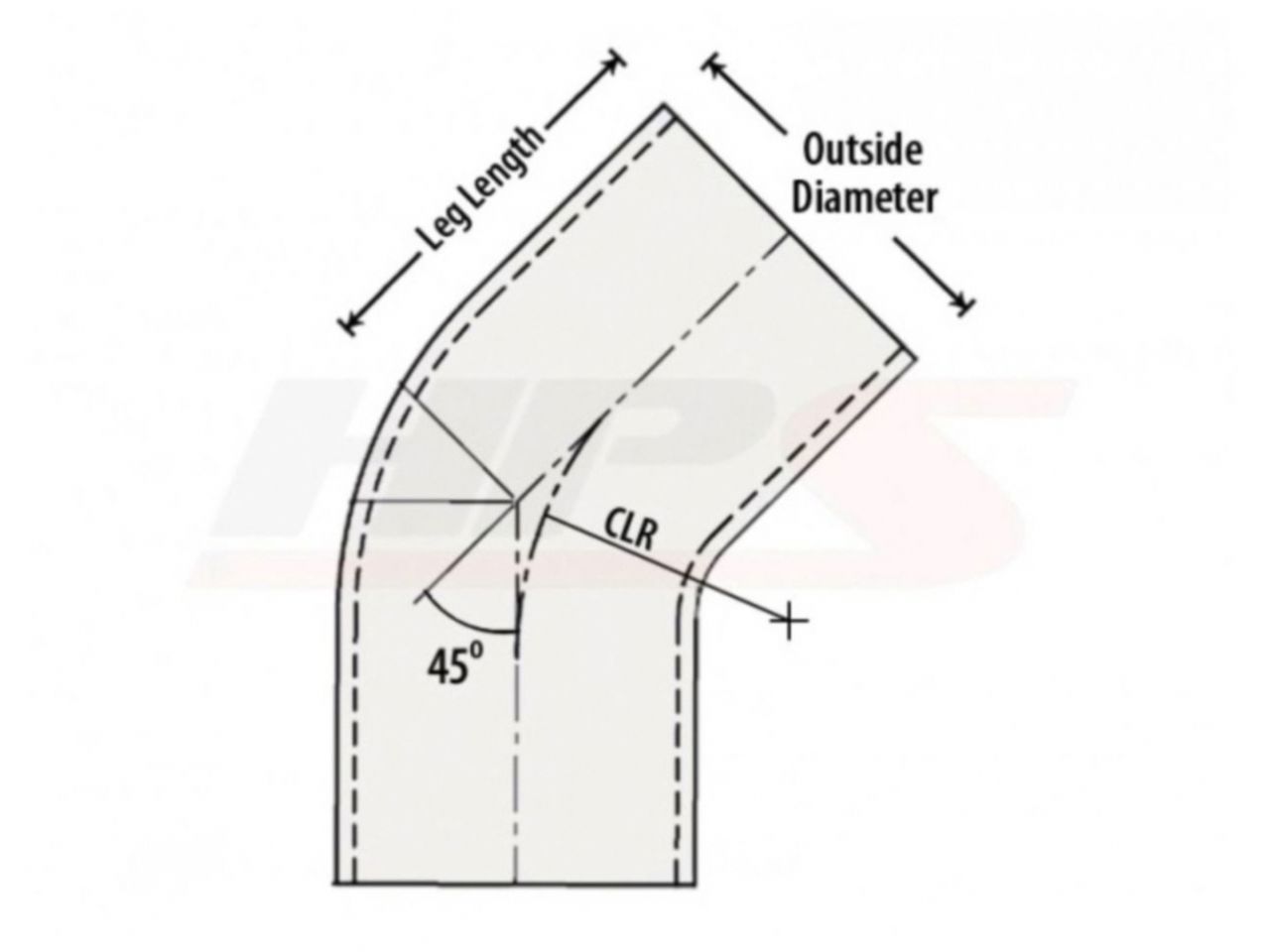 HPS Performance Products HPS 1" OD 45 Degree Bend 6061 Aluminum Elbow Pipe Tubing 16 Gauge w/ 1-1/2" CLR