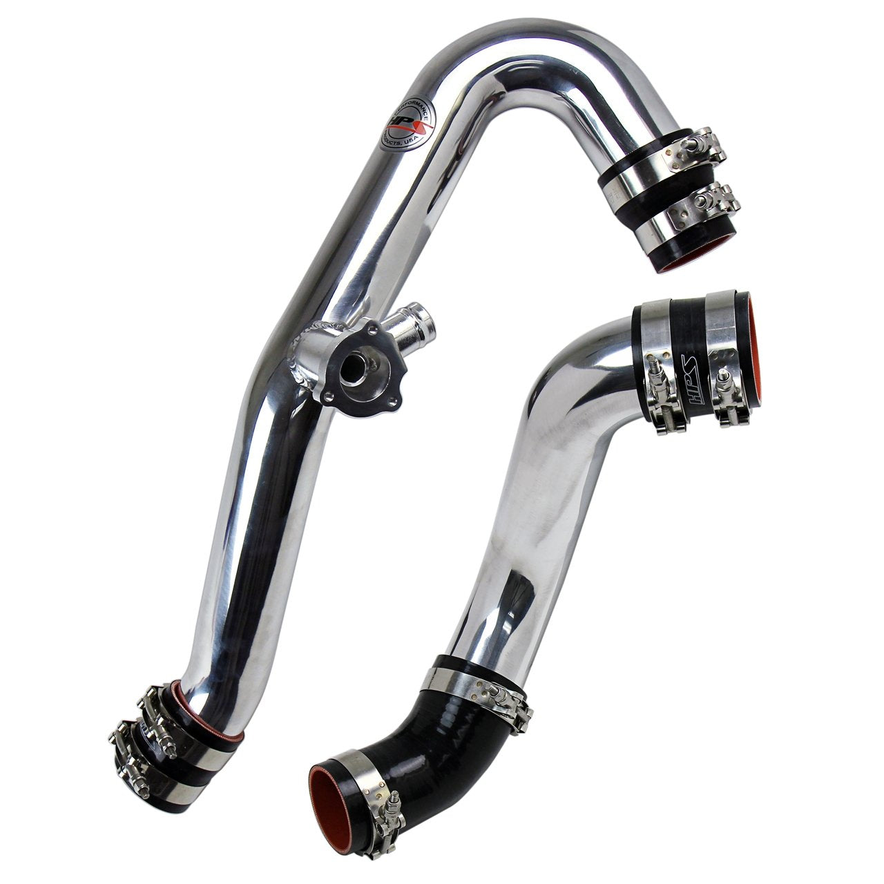 HPS Performance HPS Intercooler Hot Charge Pipe and Cold Side with Black Hoses 15-17 Ford Mustang Ecoboost 2.3L Turbo, Polish