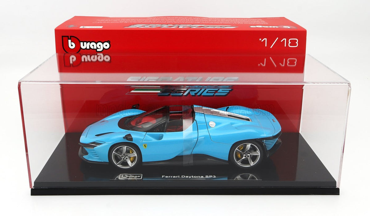 STM Diecast Bburago Signature Series Ferrari Daytona (W/ DISPLAY INCLUDED) SP3 Blue w/ Black...