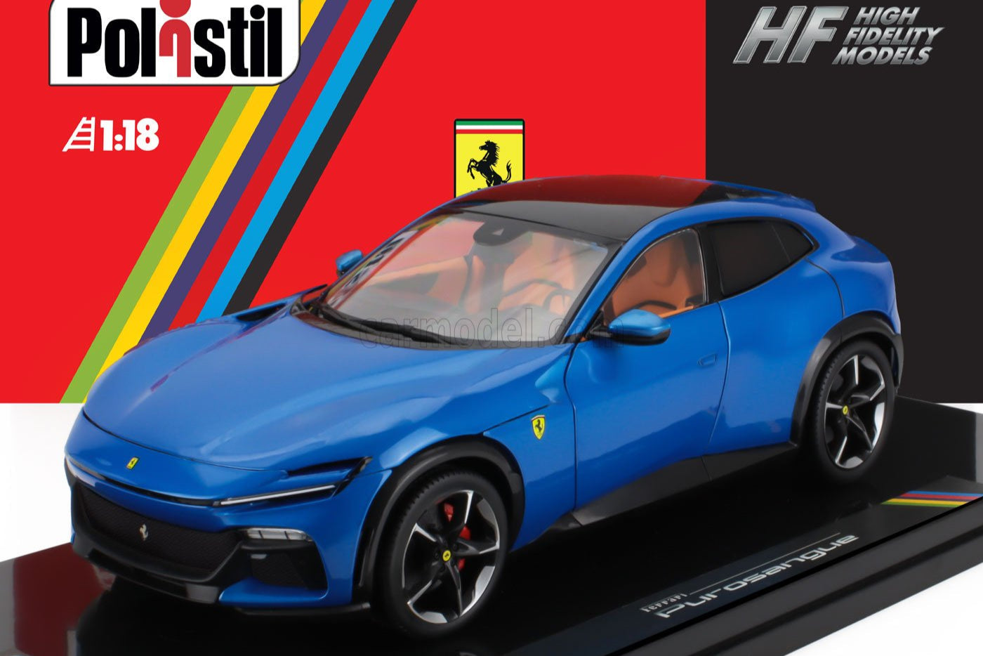Polistil 2022 Ferrari Purosangue Blu Corsa (Blue Metallic) High Fidelity WITH DISPLAY 1:18