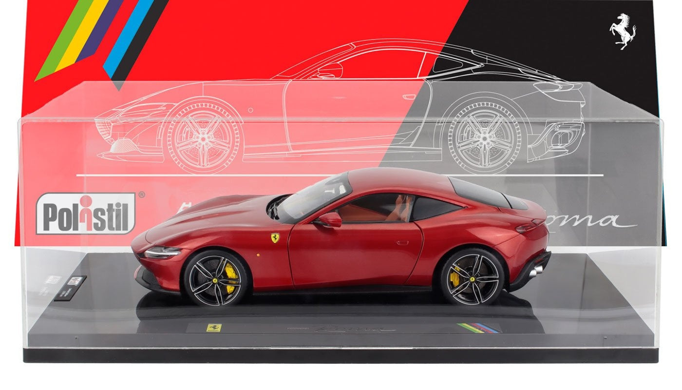 Polistil 2019 Ferrari Roma Rosso Magma (Red Metallic) High Fidelity WITH DISPLAY 1:18