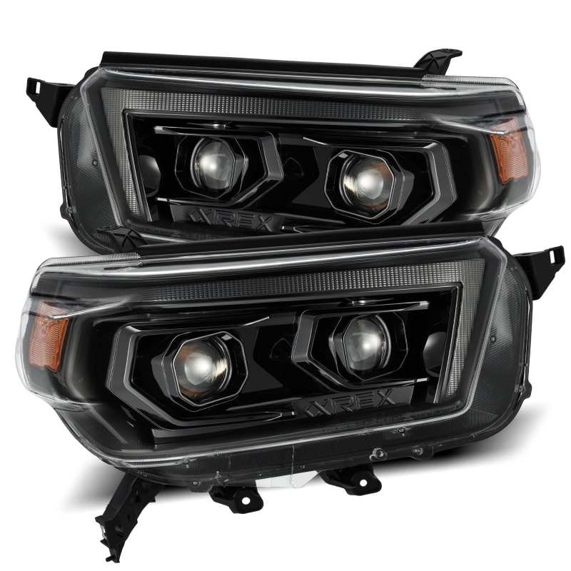 FR SPORT AlphaRex 10-13 Toyota 4Runner LUXX LED Proj Headlights Plank Style Alpha Black w/Seq...