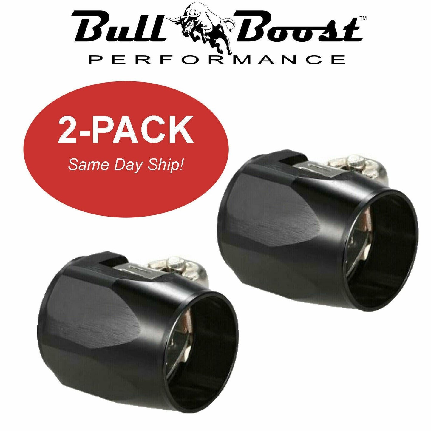AN8 AN-8 Push On Hose End Cover Clamp Finisher Black Aluminum Fitting 2-PACK
