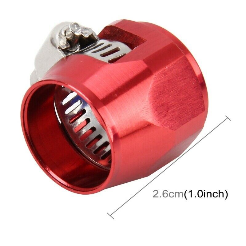 AN8 AN-8 PUSH ON HOSE END COVER CLAMP FINISHER RED ALUMINUM ANODIZED FITTING